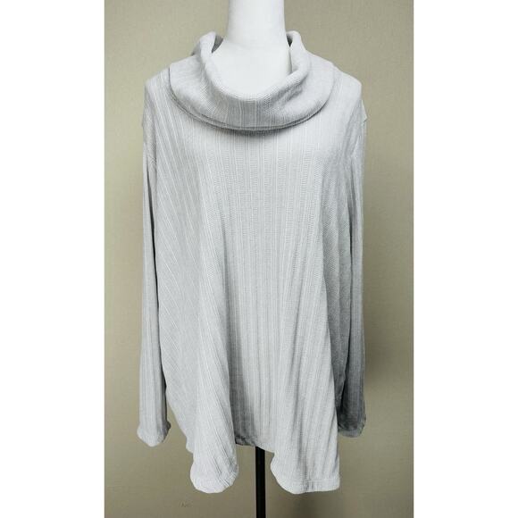 Ruby Rd. Women's Plus Sz. 3X Gray Sweater Cowl Neck Classic Lagenlook - Picture 1 of 13